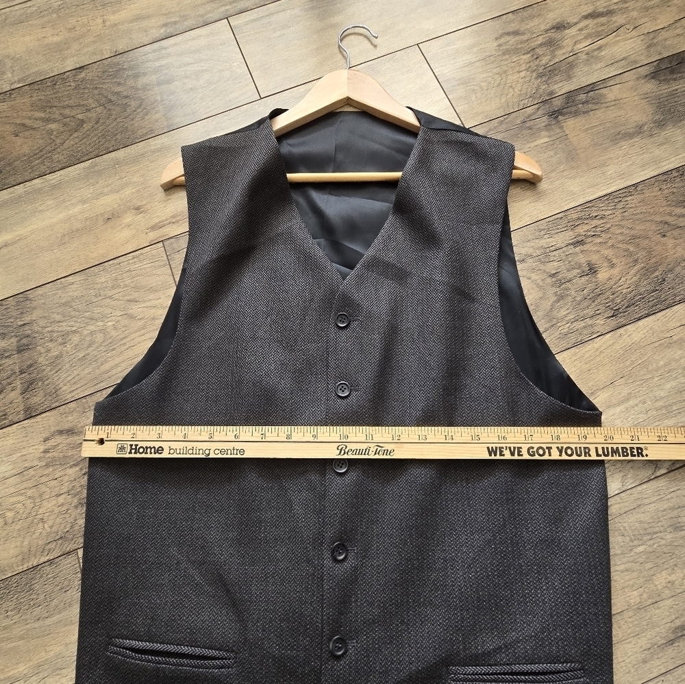 Classic Mens Gray/black Button-Up Suit Vest 42 T, Wool - Picture 4 of 10